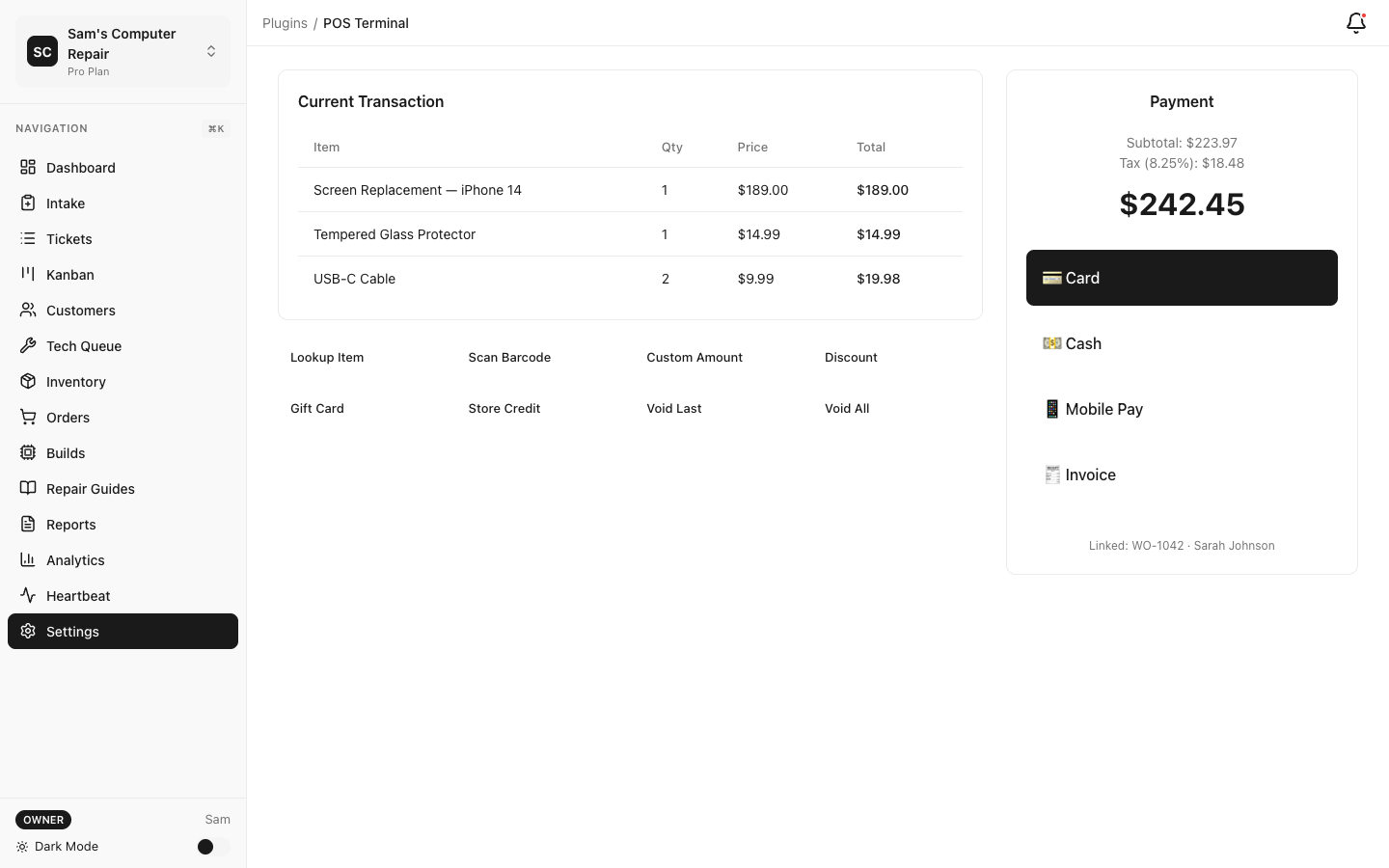 RepairOps POS Terminal plugin for non-repair sales